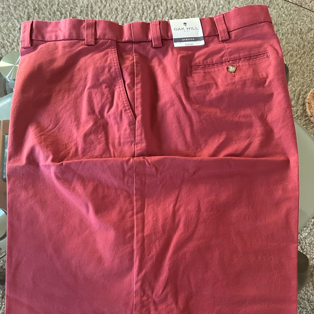 Oak Hill Red Flat Front Shorts 60 Size Waist, New With Tags